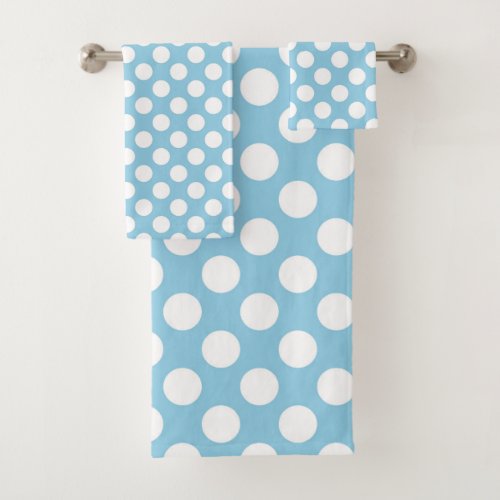 Blue Polka Dots Polka Dot Pattern Dots Dotted Bath Towel Set