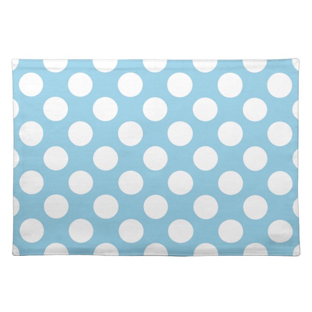 Blue Polka Dots, Polka Dot Pattern, Dots, Dotted Cloth Placemat (Front)