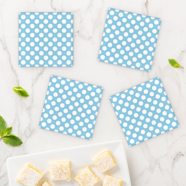 Blue Polka Dots, Polka Dot Pattern, Dots, Dotted Coaster Set (In Situ)