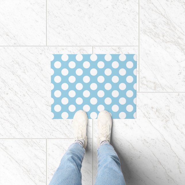 Blue Polka Dots, Polka Dot Pattern, Dots, Dotted Doormat (Indoor)