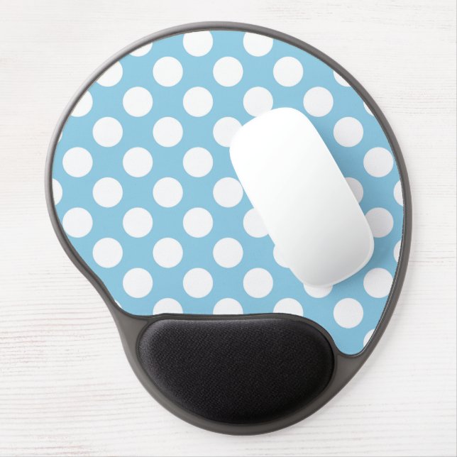 Blue Polka Dots, Polka Dot Pattern, Dots, Dotted Gel Mouse Pad (Left Side)