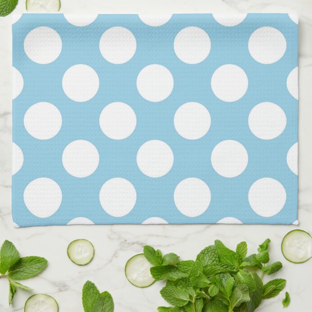 Blue Polka Dots, Polka Dot Pattern, Dots, Dotted Kitchen Towel (Folded)