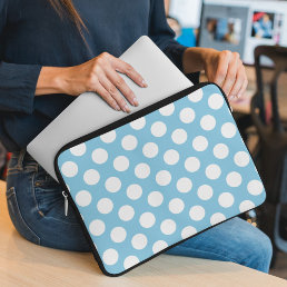 Blue Polka Dots, Polka Dot Pattern, Dots, Dotted Laptop Sleeve