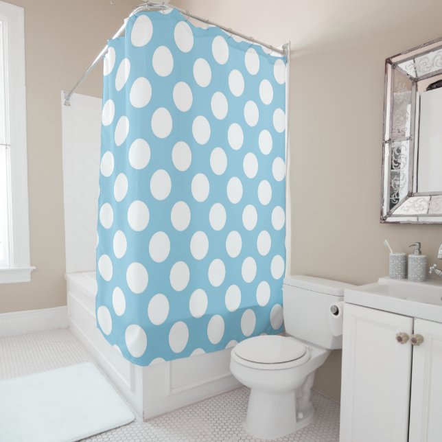 Blue Polka Dots, Polka Dot Pattern, Dots, Dotted Shower Curtain (In Situ)