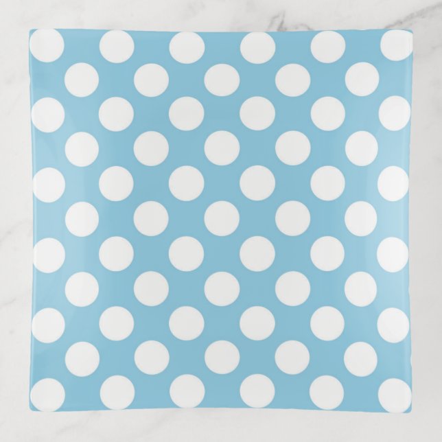Blue Polka Dots, Polka Dot Pattern, Dots, Dotted Trinket Tray (Front)
