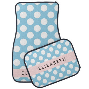 Blue Polka Dots, Polka Dot Pattern, Your Name Car Floor Mat