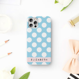 Blue Polka Dots, Polka Dot Pattern, Your Name iPhone 12 Pro Case