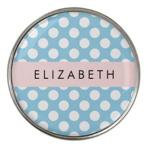 Blue Polka Dots, Polka Dot Pattern, Your Name Golf Ball Marker