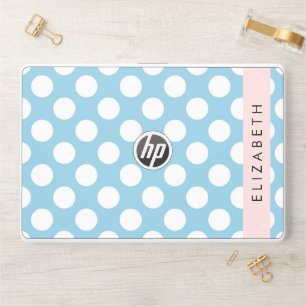 Blue Polka Dots, Polka Dot Pattern, Your Name HP Laptop Skin