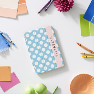 Blue Polka Dots, Polka Dot Pattern, Your Name iPad Mini Cover
