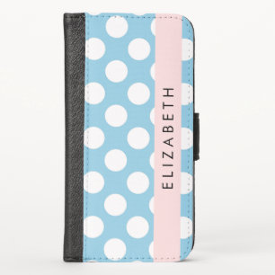 Blue Polka Dots, Polka Dot Pattern, Your Name iPhone X Wallet Case