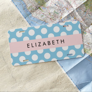 Blue Polka Dots, Polka Dot Pattern, Your Name License Plate