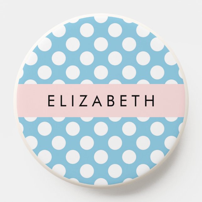 Blue Polka Dots, Polka Dot Pattern, Your Name PopSocket (Popsocket)