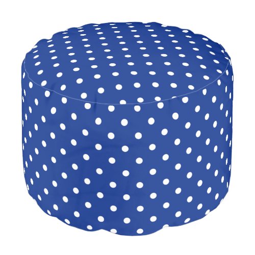 Blue Polka Dots Round Pouf