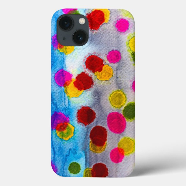 Blue polka dots watercolor abstract Case-Mate iPhone case (Back)