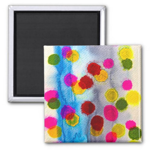 Blue polka dots watercolor abstract magnet