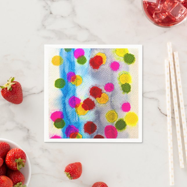 Blue polka dots watercolor abstract napkins (Insitu)