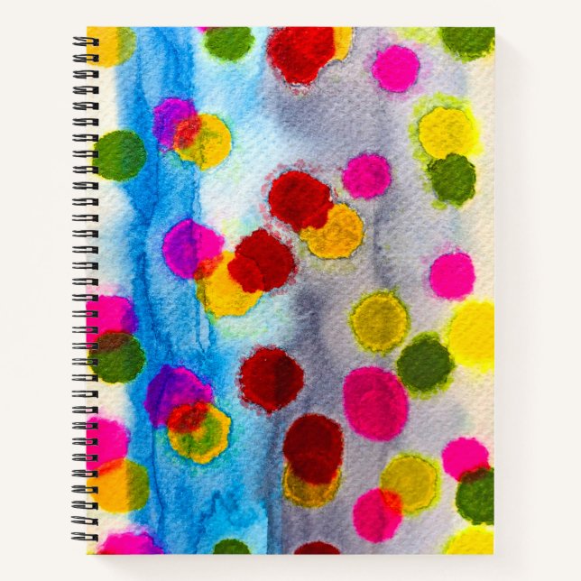 Blue polka dots watercolor abstract notebook (Front)