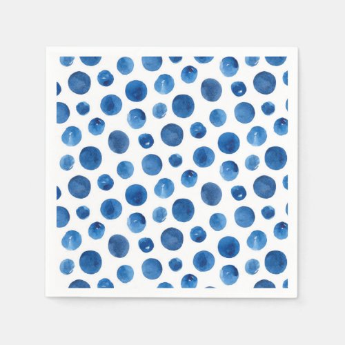 Blue polka dots watercolor Navy modern pattern Napkins