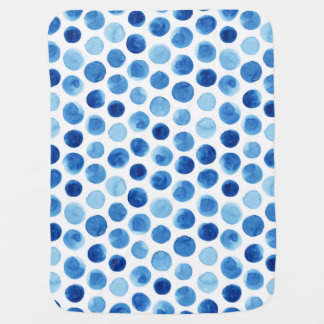 Blue polka dots, watercolor seamless pattern. baby blanket