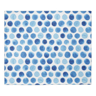 Blue polka dots, watercolor seamless pattern. duvet cover