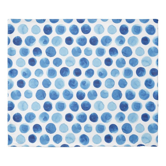 Blue polka dots, watercolor seamless pattern. duvet cover (Front)