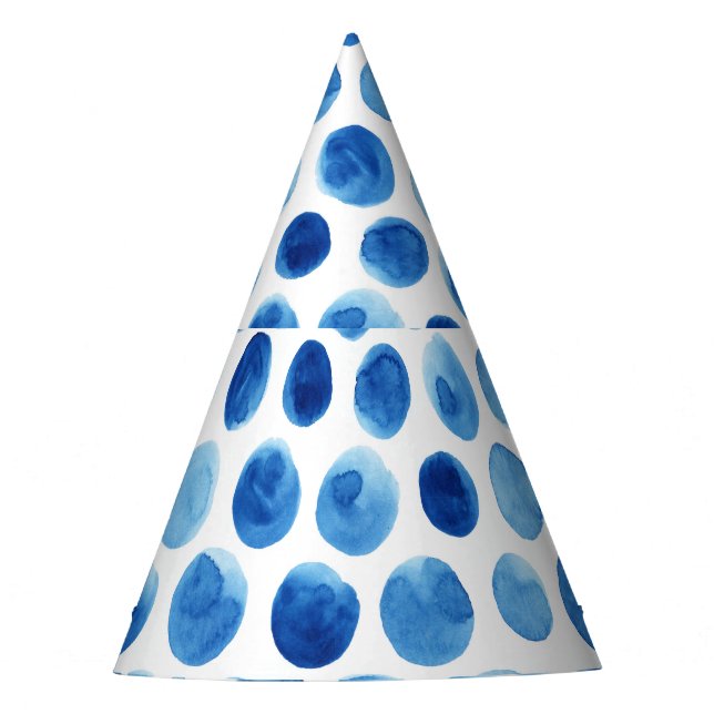 Blue polka dots, watercolor seamless pattern. party hat (Front)