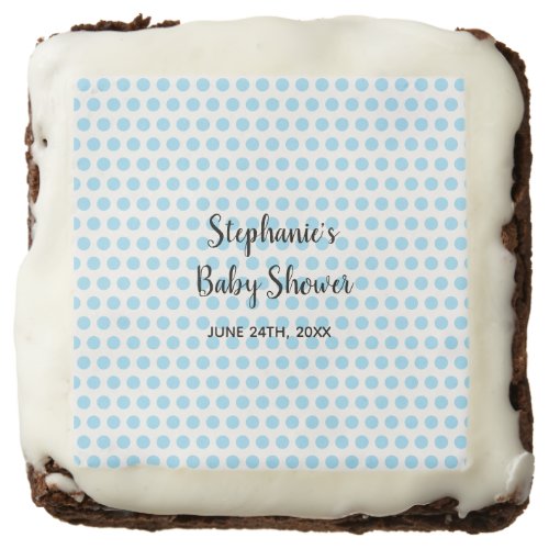 Blue Polka Dots White Baby Shower Boys Girls Cute Brownie