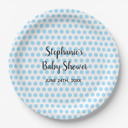Blue Polka Dots White Baby Shower Boys Girls Cute  Paper Plates