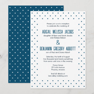 Blue Polka Dots with 2 Sets Bride's Parents Invitation