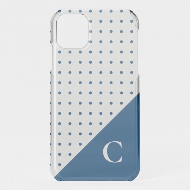 Blue Polka Dots with Bold Monogram Uncommon iPhone Case (Back)