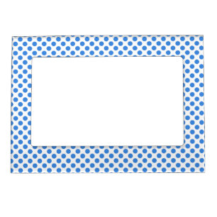 Blue Polka Dots with Customizable Background Magnetic Photo Frame