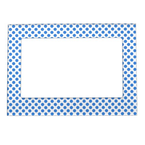 Blue Polka Dots with Customizable Background Magnetic Photo Frame