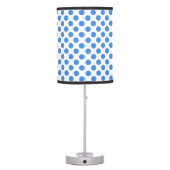 Blue Polka Dots with Customizable Background Table Lamp (Back)