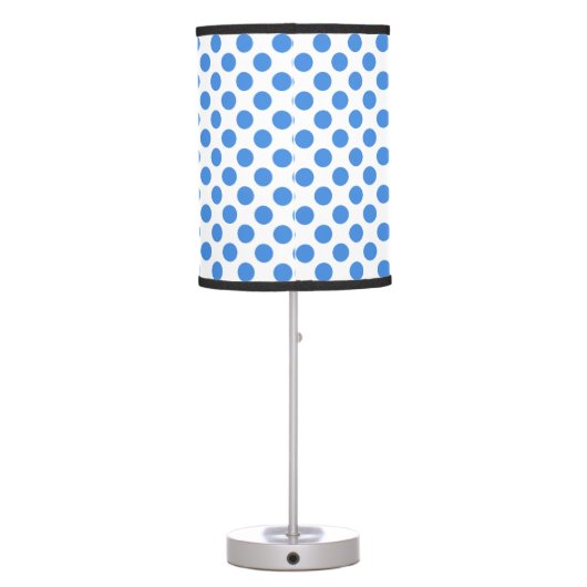 Blue Polka Dots with Customizable Background Table Lamp (Back)