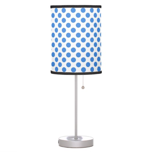 Blue Polka Dots with Customizable Background Table Lamp (Left)