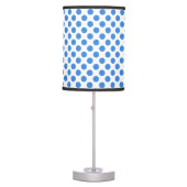 Blue Polka Dots with Customizable Background Table Lamp (Front)