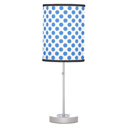 Blue Polka Dots with Customizable Background Table Lamp (Front)