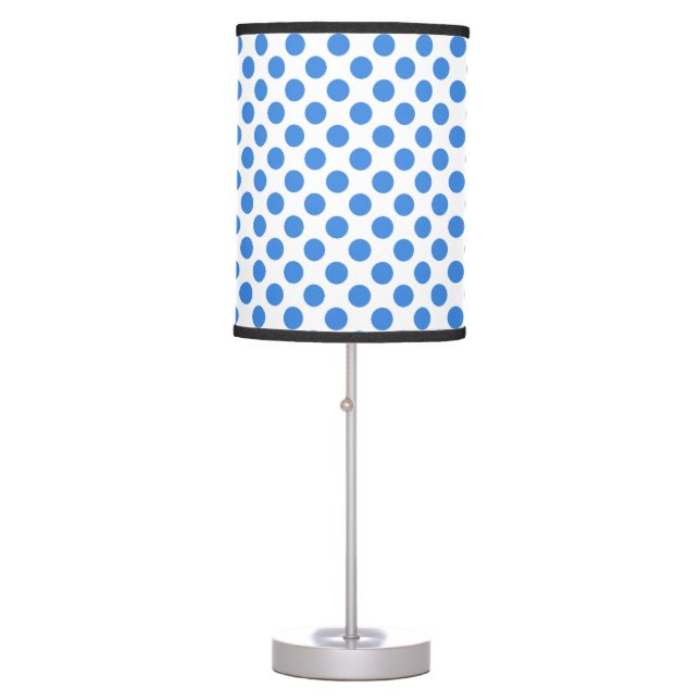 Blue Polka Dots with Customizable Background Table Lamp (Front)