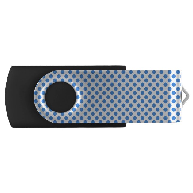 Blue Polka Dots with Customizable Background USB Flash Drive (Front)