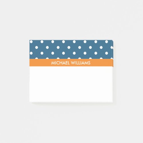 Blue Polka Dots with Orange Stripes Post_it Notes