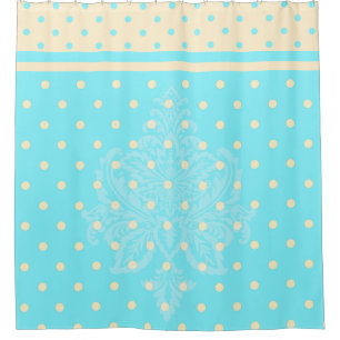 Blue polka dots & yellow Shower Curtain