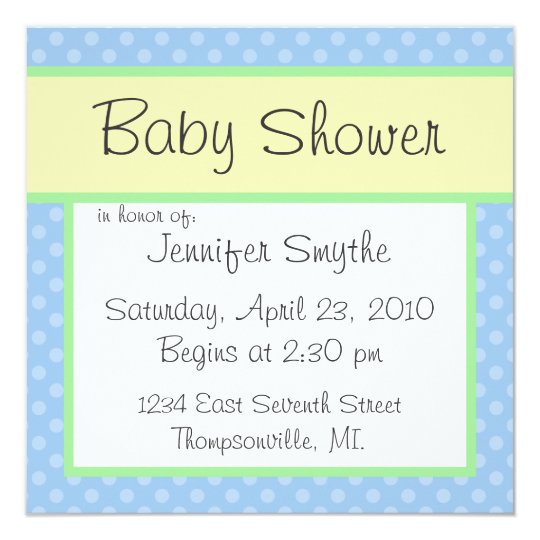 Blue Polka Dotty Baby Shower Invitation