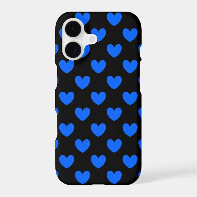 Blue polka hearts on black Case-Mate iPhone case (Back)