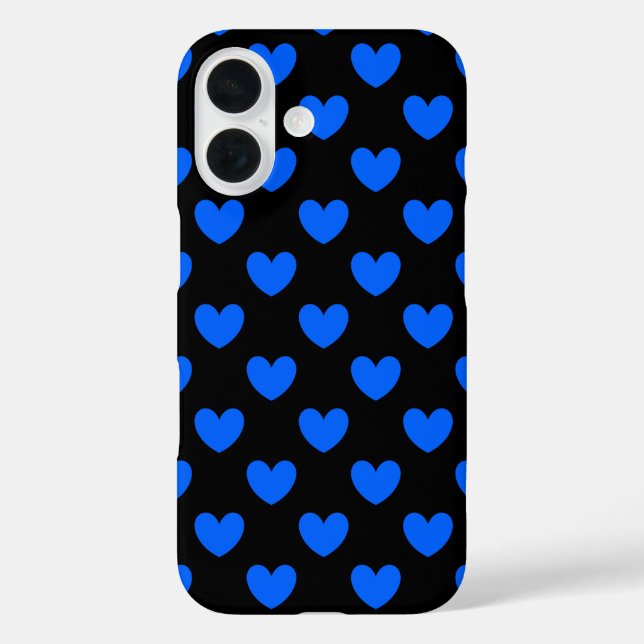 Blue polka hearts on black Case-Mate iPhone case (Back)