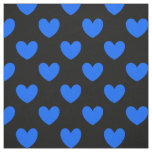 Blue polka hearts on black fabric