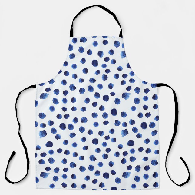 Blue Polka: Watercolor Dot Seamless. Apron (Front)