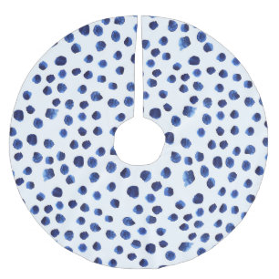 Blue Polka: Watercolor Dot Seamless. Brushed Polyester Tree Skirt