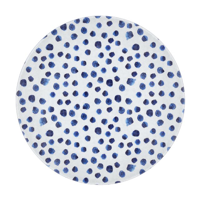 Blue Polka: Watercolor Dot Seamless. Cutting Board (Front)