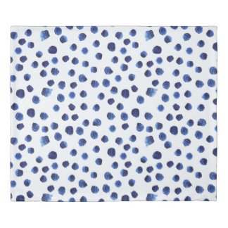 Blue Polka: Watercolor Dot Seamless. Duvet Cover